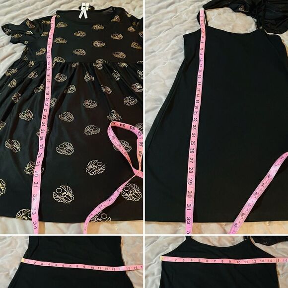 Black Friday Totally Buggin' Babydoll Dress Mesh Black Metallic Bug Print XS NWT - Picture 11 of 11